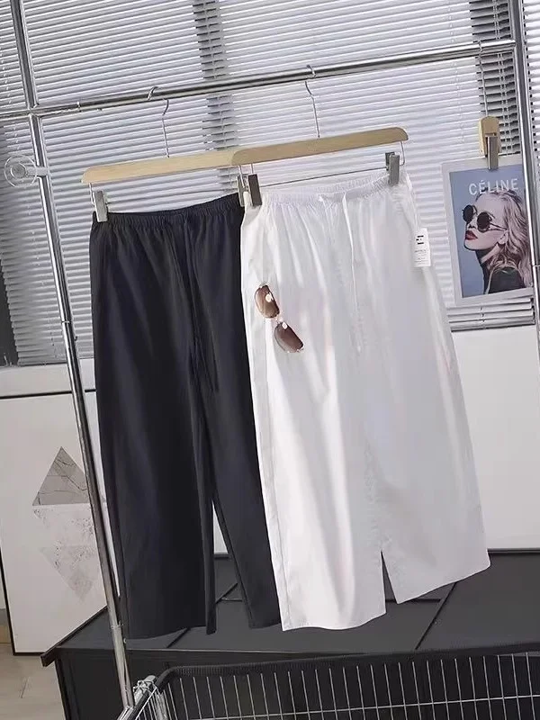 

Женские повседневные брюки с высокой талией и широкими штанинами из хлопка, защищающие от солнца, свободного кроя, модные, для работы и отдыха