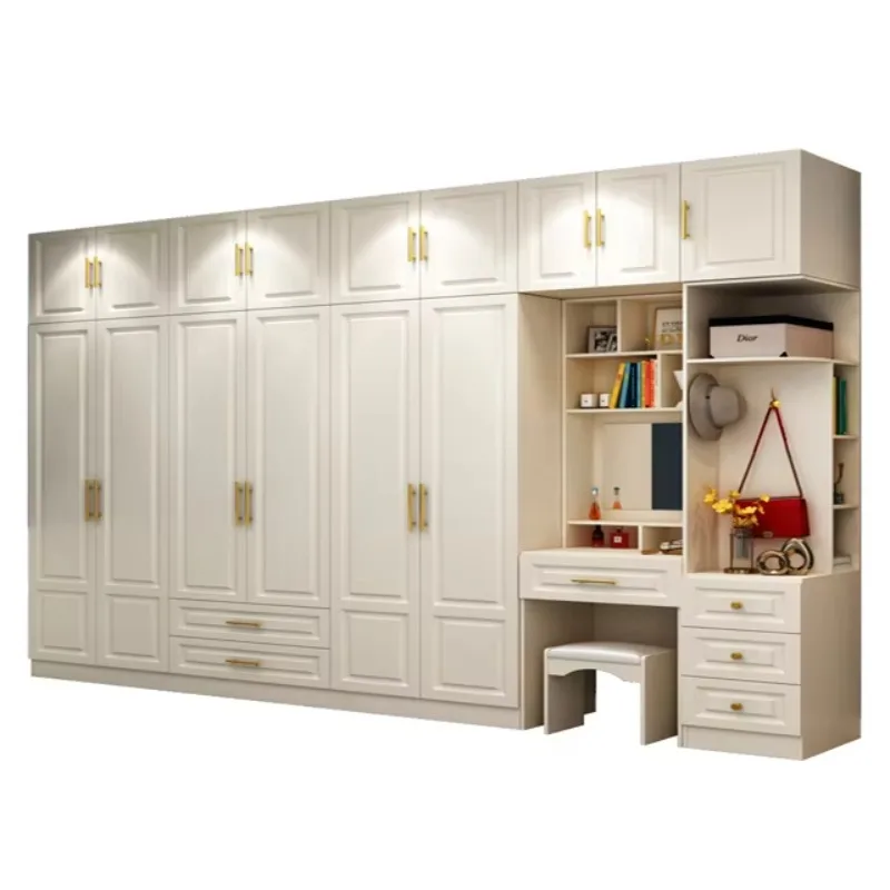 

Customized Light Luxury Modern Closet Large Wardrobe Project Large Capacity Assembly Clothes Cabinet with Dressing Table