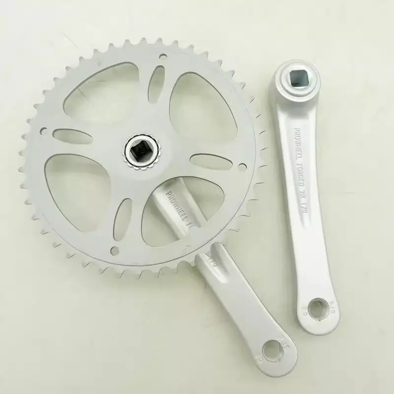 Bicycle Crank Chainwheel Set Prowheel Forged 170mm Square Taper Single Speed Silver Crankset For Folding City Bikes