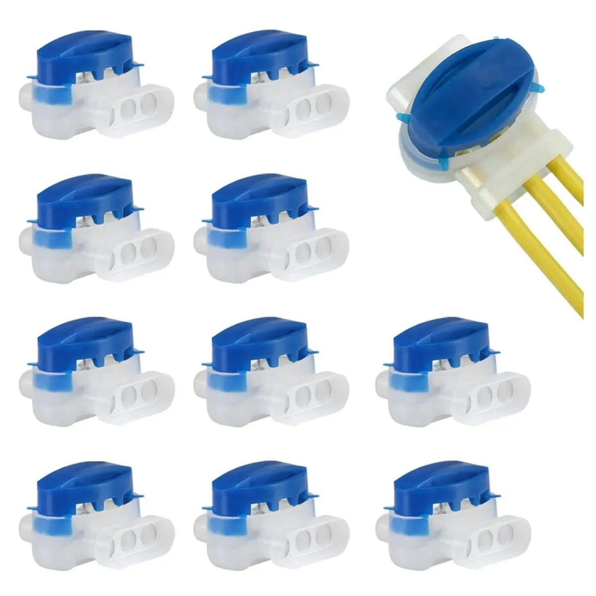 Y17A 10PCS 3-Way Wire Connectors, Waterproof Electrical IDC 314-BOX Cable Connectors for 22-14AGW Wires Robotic Lawn Mower