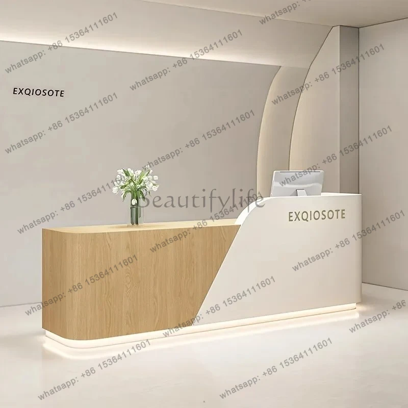 Beauty salon paint solid wood front desk clothing training institution checkout page