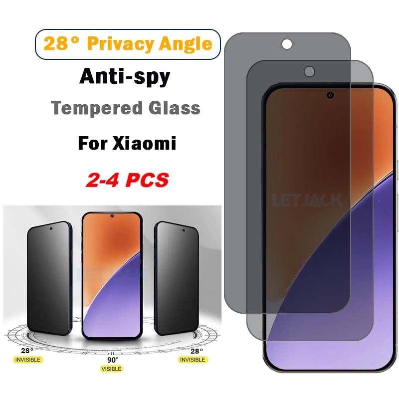 2-4Piece Privacy Screen Protector for Xiaomi 15 Poco C75 C65 C61 C55 C53 C51 C40 Anti-spy Glass for Redmi K60 K70 Ultra K80 Pro