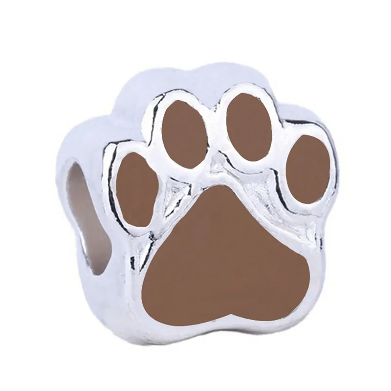 10 STKS Emaille Poot Voetafdruk Kralen Zinklegering Hond Kat Print Spacer Kralen Armband Sieraden Maken Accessoire
