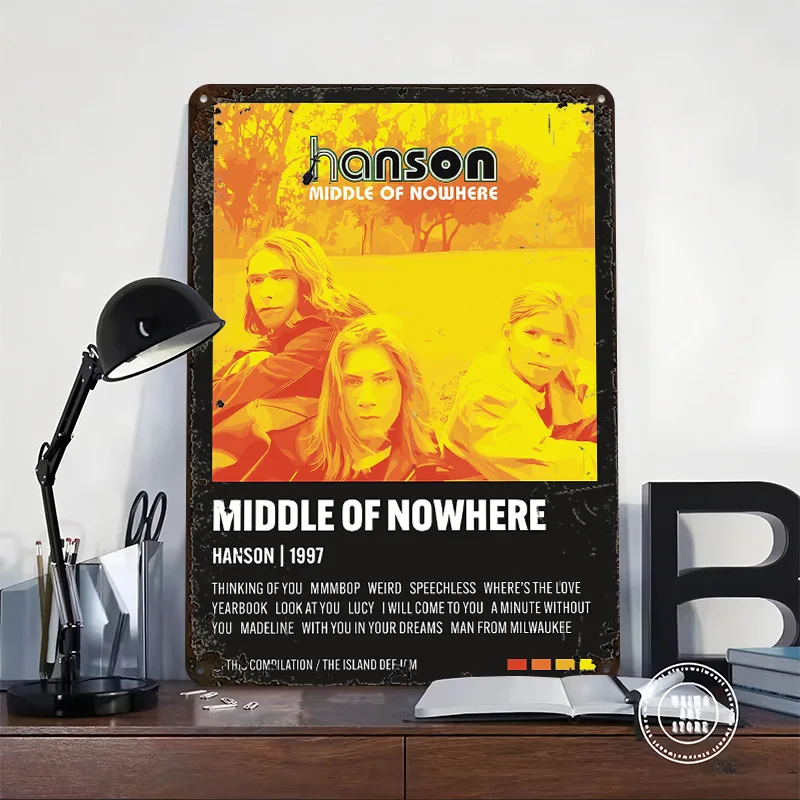 Hanson Middle of Nowhere Album Cover Metal Poster Customized Wall Art Retro Vintage Tinplate Signs for Mancave Decoration Gaming
