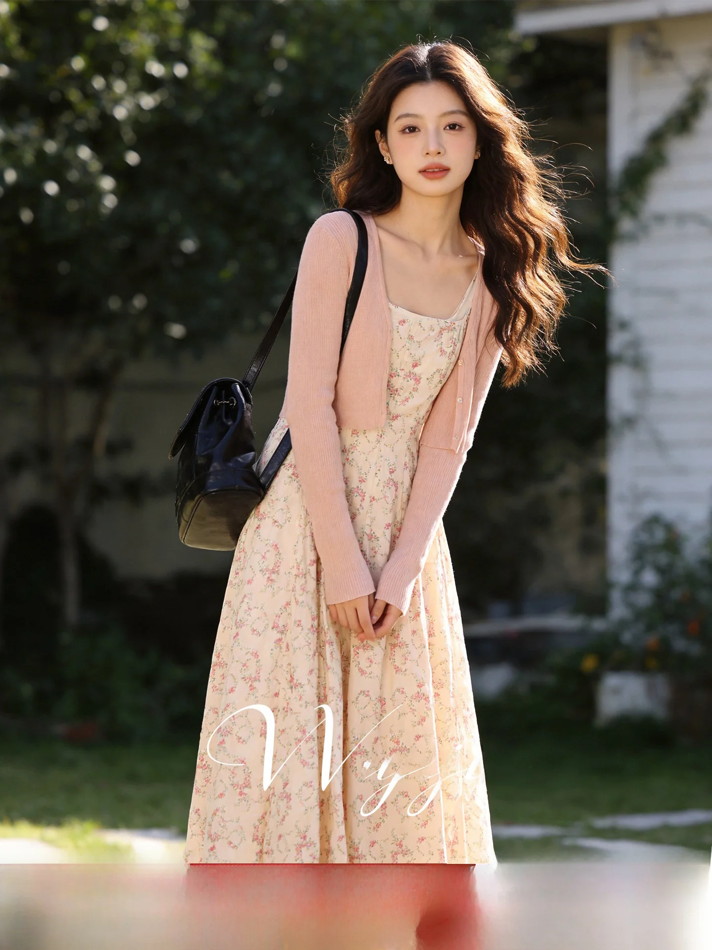 

Sweet Floral Print Two-Piece Set plus Size Women's Clothing Spring 2026 Cardigan Style Top with Floral Dress