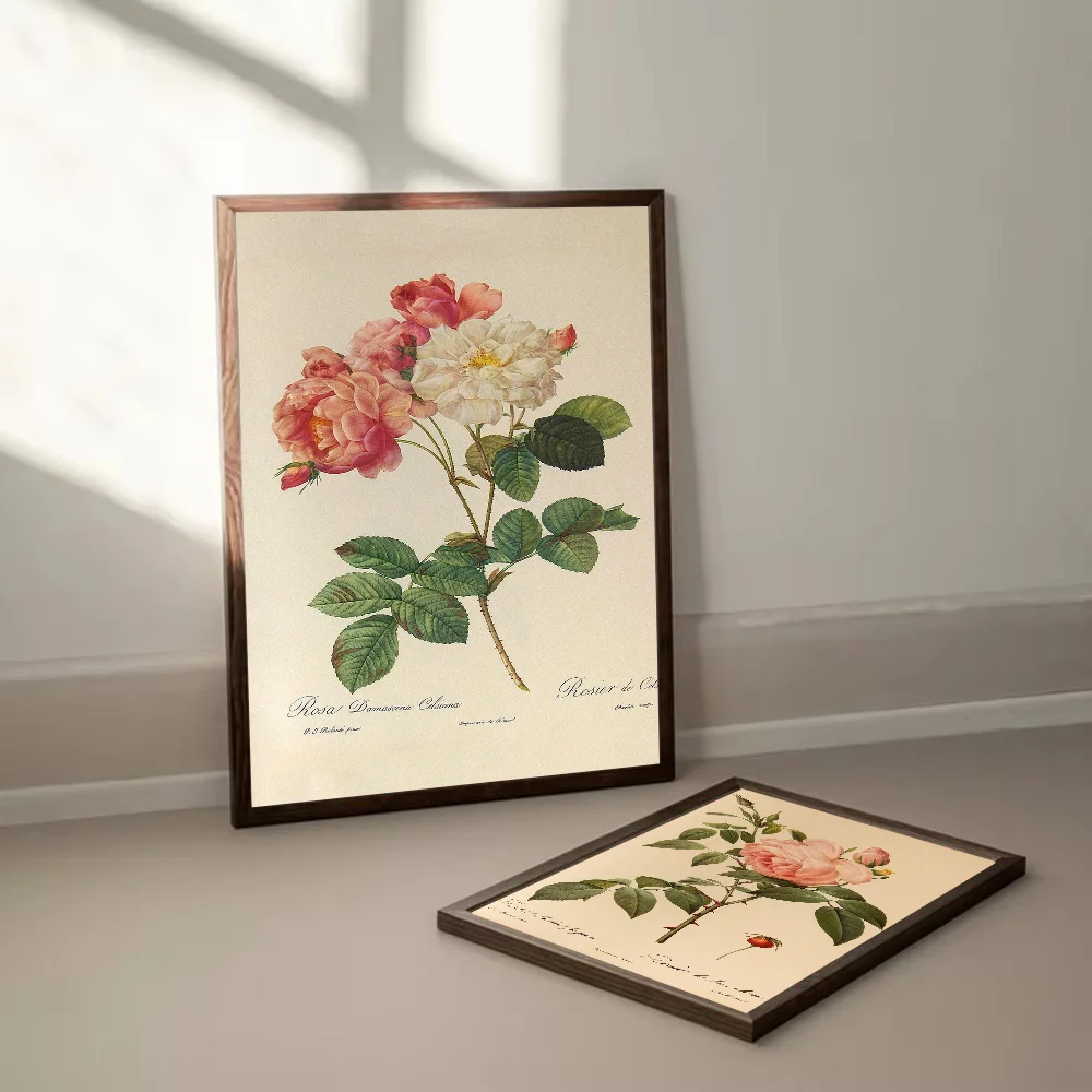 Retro Beautiful Rose Flower Poster Self-adhesive Art Waterproof Paper Sticker Coffee House Bar Room Wall Decor