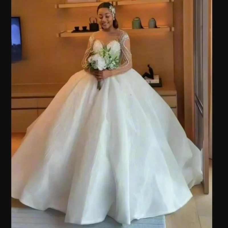 

Бальное платье по индивидуальному заказу, свадебное платье 2 в 1, со съемным шлейфом, Vestidos De Novia, скромное свадебное платье с длинными рукавами