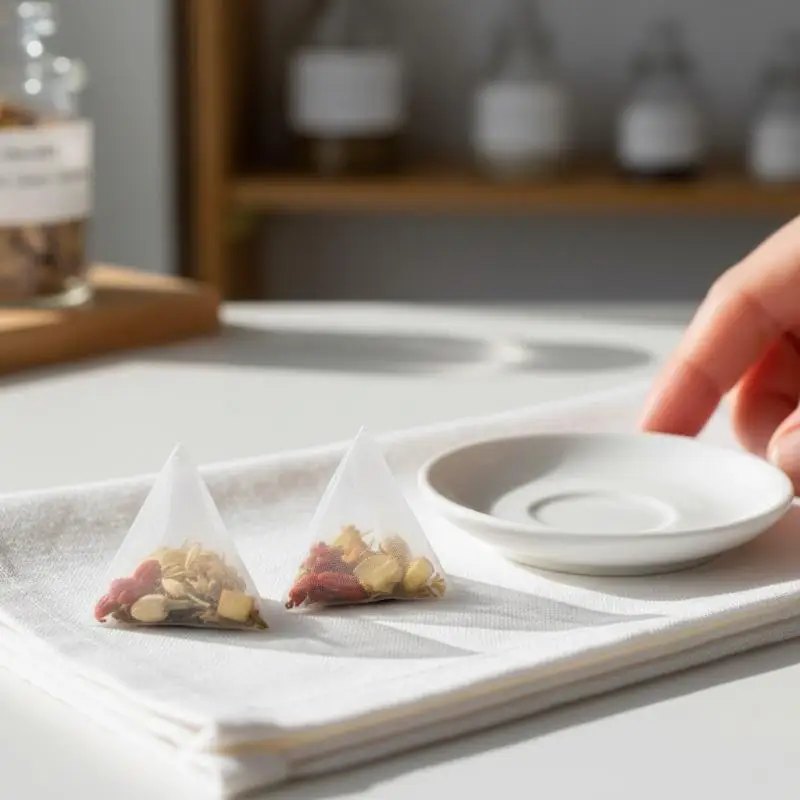 100Pcs Disposable Triangle Tea Bag Nylon Pouch Empty Tea Infuser Spice Coffee Drawstring Bag Seal Food Grade Tea Strainer