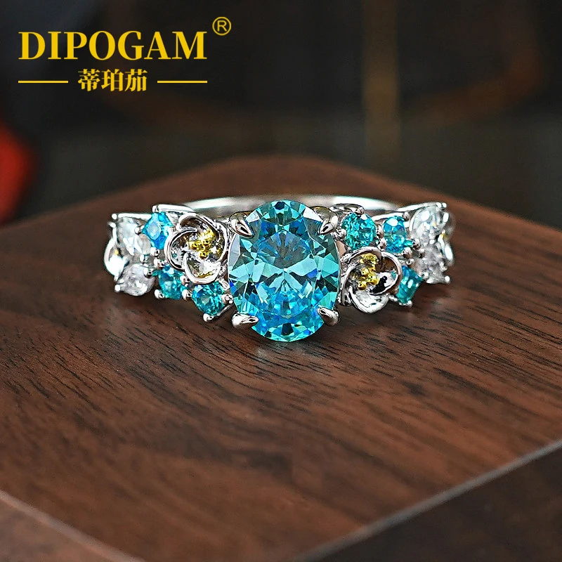 

Прозрачное кольцо в форме яйца с морским синим оттенком для женщин, из серебра 925 пробы, с цветовыми блоками, в стиле легкой роскоши и романтики.