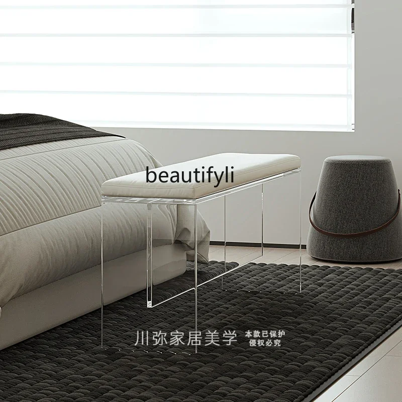 Aesthetic light luxury acrylic bedside stool bedroom, bedside resting, long shoe changing stool