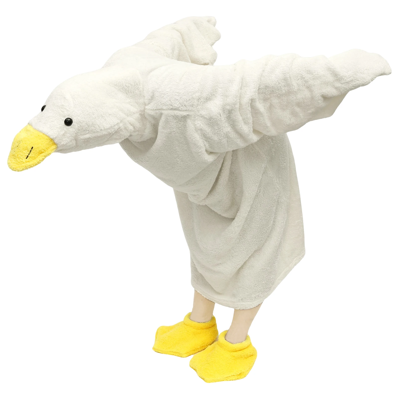 New Thicken Coral Fleece Hooded Robe Big Goose Nightgown Funny Goose Couple Cute Cartoon Sleepwear Cosplay Duck Home Clothes