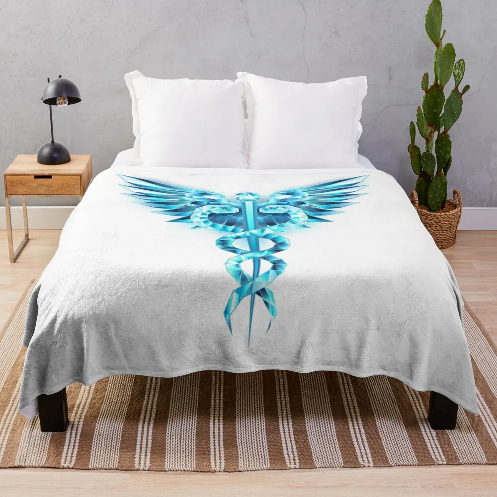 Blue Caduceus Symbol Throw Blanket Luxury Throw manga Blankets