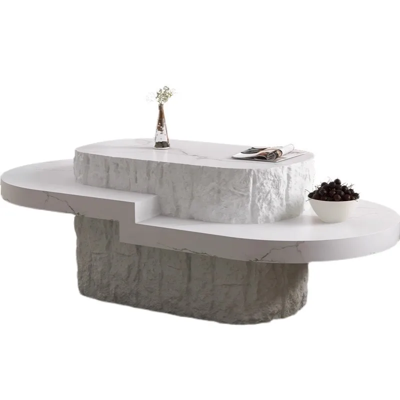 Wabi-sabi style, special-shaped coffee table, minimalist oval, light luxury, high-end villa, artistic Italian