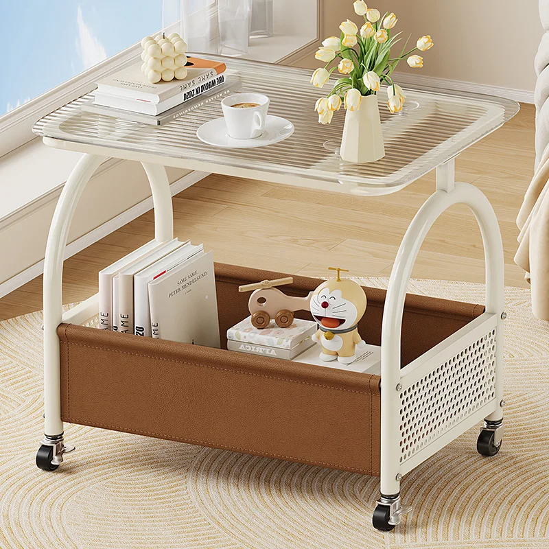

‌ Передвижной боковой столик в стиле ретро, тележка для кофе на колесиках для спальни, небольшого пространства, органайзер для гостиной с колесиками, винтажный диван-консоль