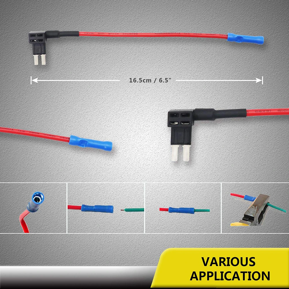 FT4-10 10 Pack 12V Car Add-a-Circuit Fuse Tap Adapter ACZ Blade Fuse/Micro 2 Fuse with 10pcs 10A and 20A Fuses