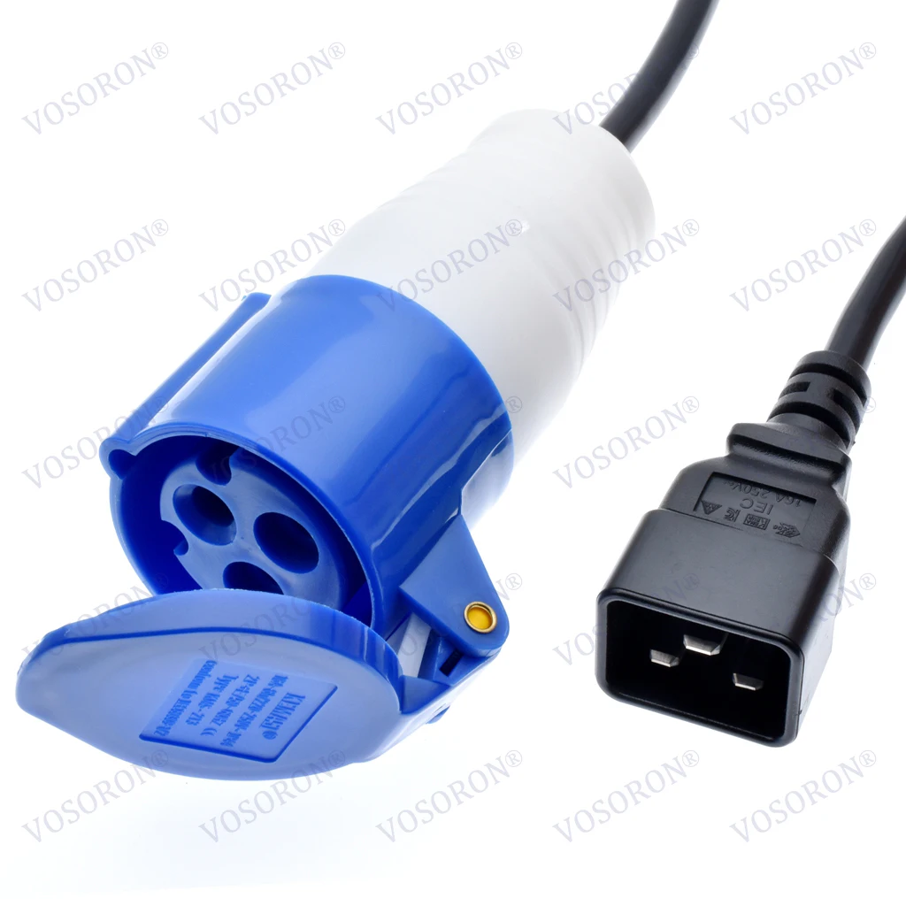 IEC C20 Plug to 332C6 Connector Power cord ,plug a device with a IEC309 332P6 inlet or plug into an IEC320 C19 receptacle,16Amps