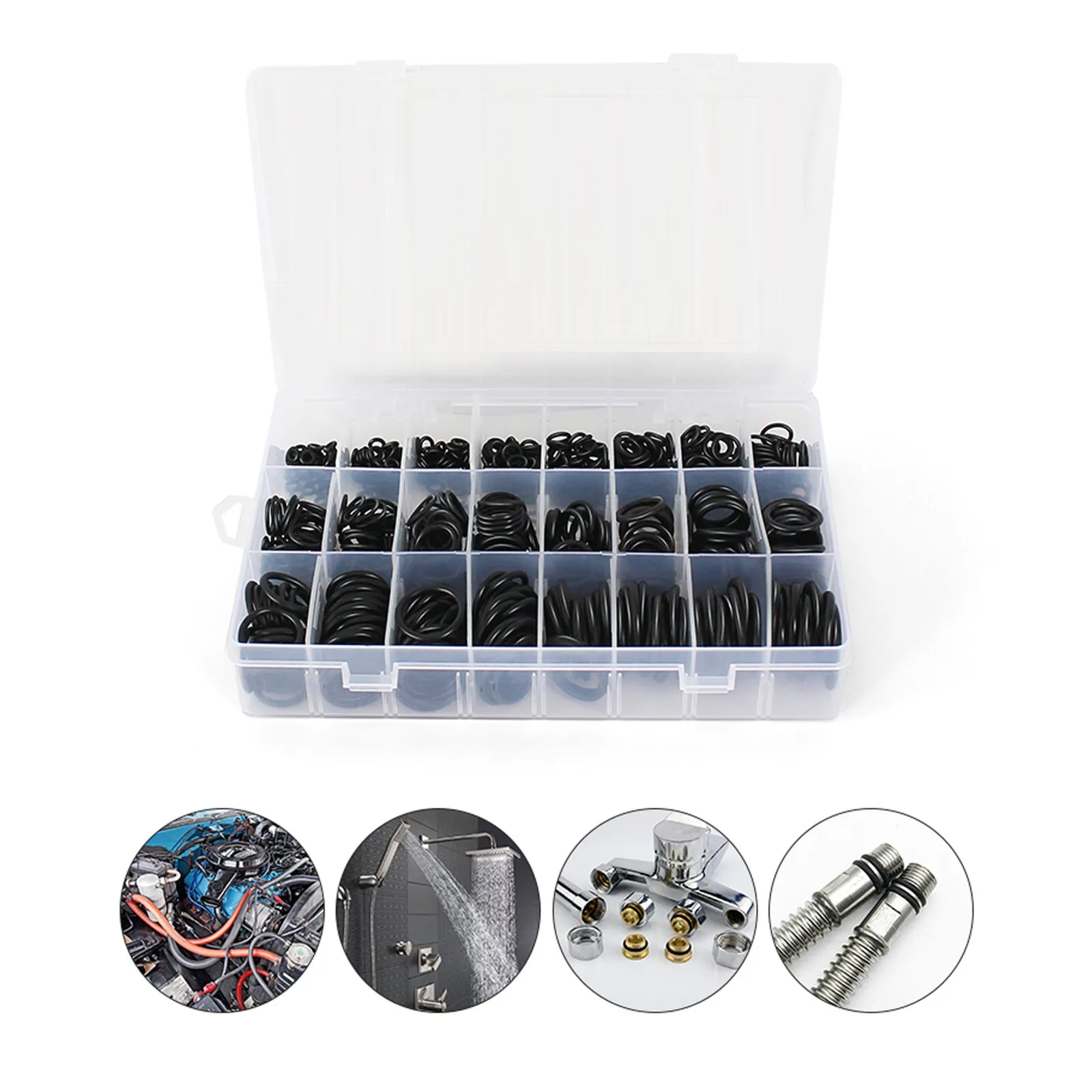 00Pcs Nitrile Rubber O-Ring Gasket Assortment Seal Ring Kits With Box 24 Sizes