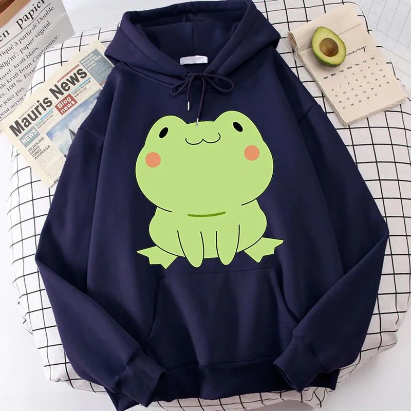 Cute Frog Hoodies Harajuku Casual Streetwear Graphic Print Sweatshirts Unisex Hoodies