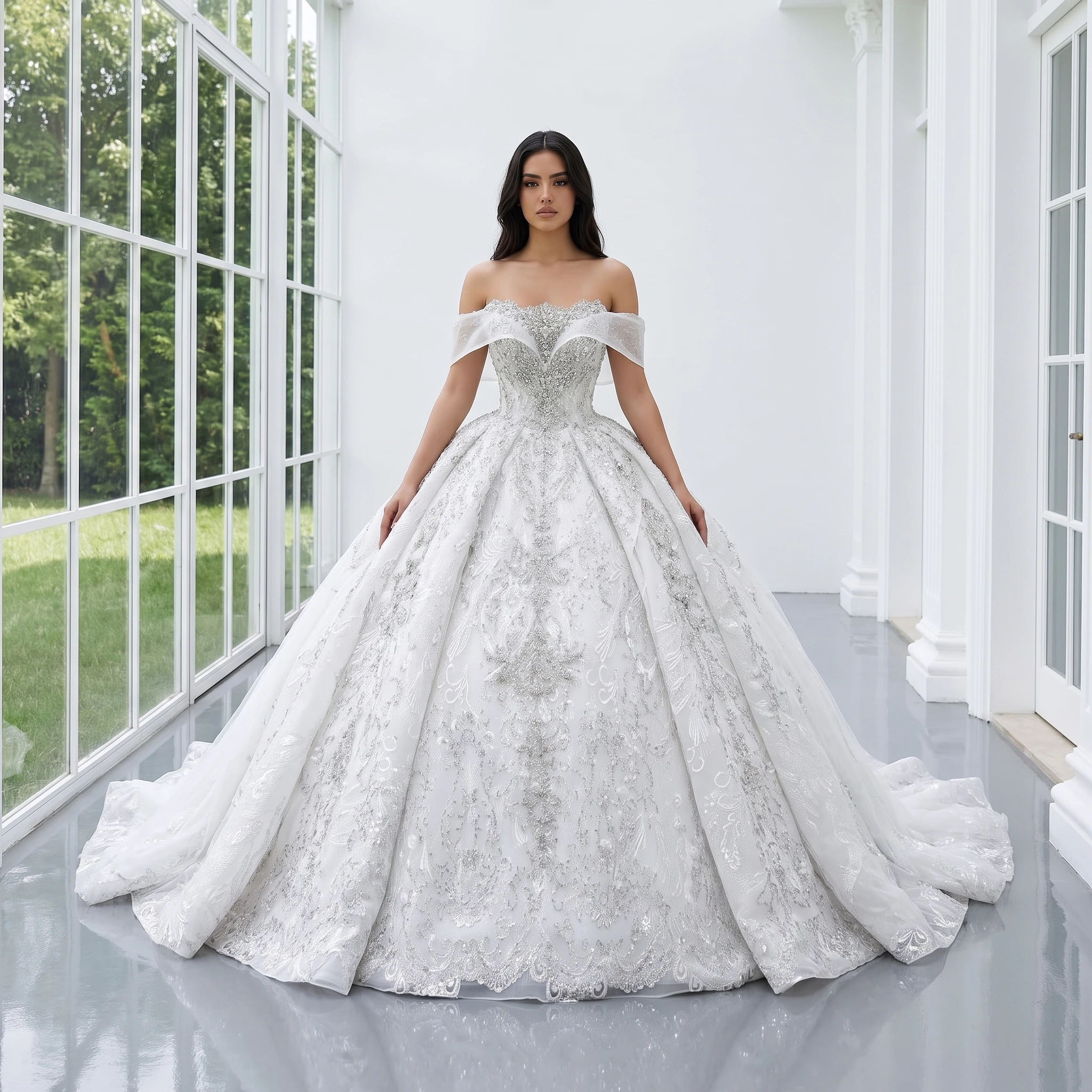 Plus Size Wedding Dresses Short Sleeves Bridal Gown Scoop Neck Beads Beach Customized Boho Chic Ball Gown vestidos de novia boda