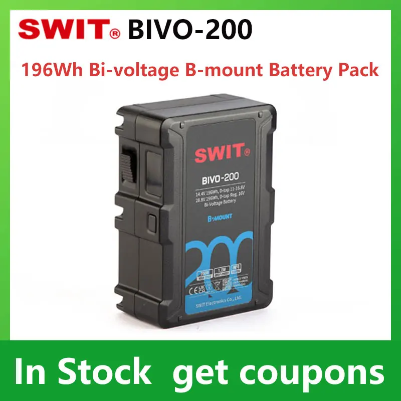 

SWIT BIVO-200 B-mount Battery 196Wh 14,4 V/28,8 V Bi-Напряжение Аккумуляторная Батарея