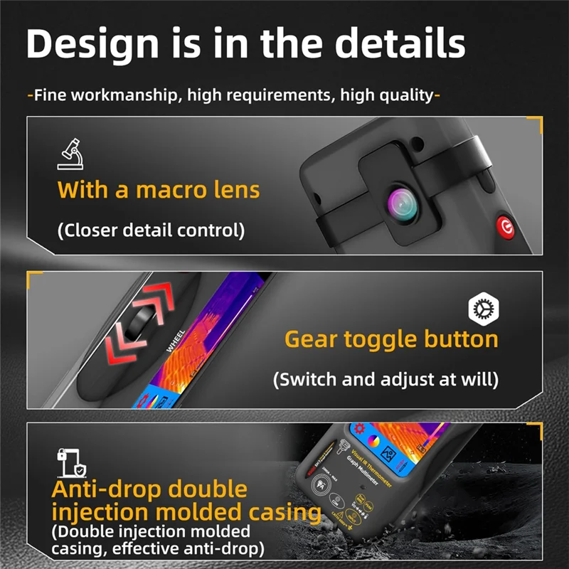 AT05-Thermal Imaging Camera Ranging Tester 320× 320 Resolution 25Hz Infrared Thermal Camera Multimeter 15 Thermal Palettes