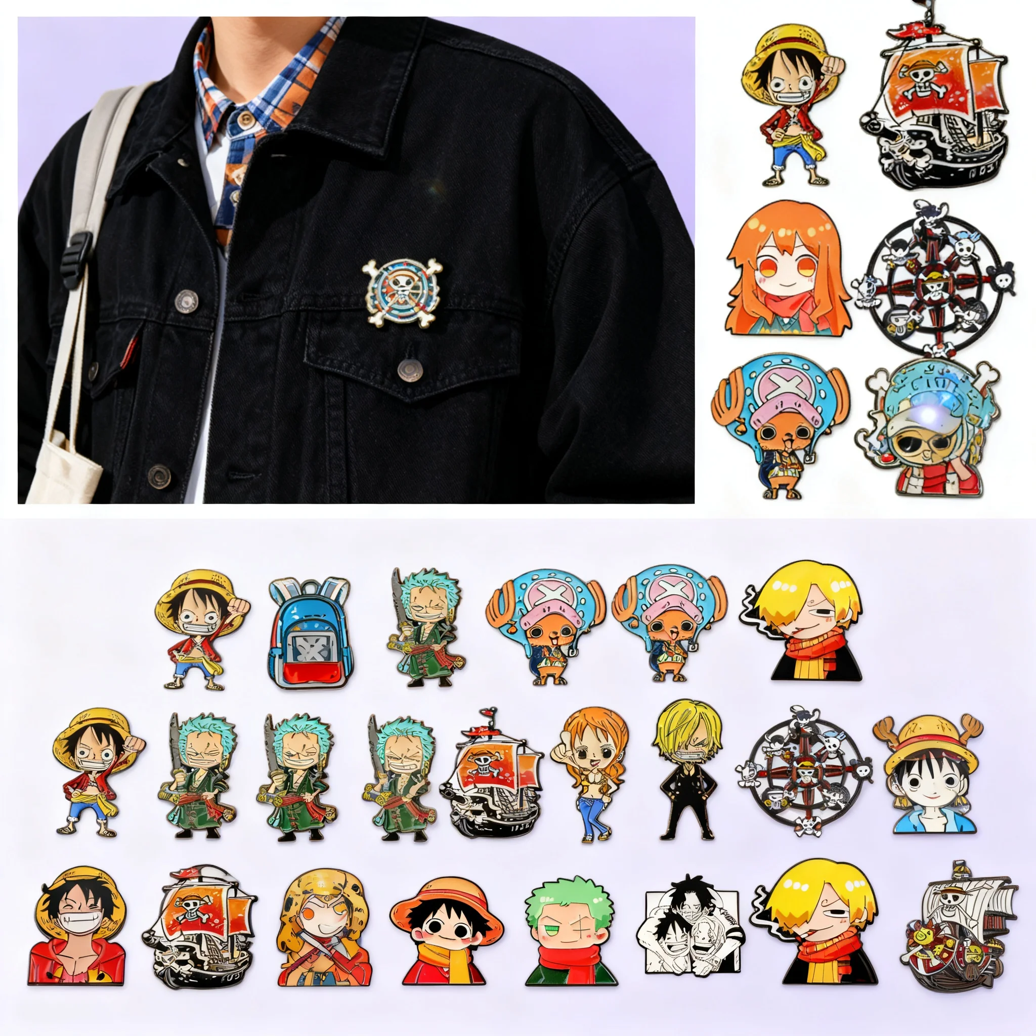 Anime Manga Enamel Pins Cool Brooches Badges for Backpacks Jackets Hats Cartoon Cosplay Accessories Gifts Collection