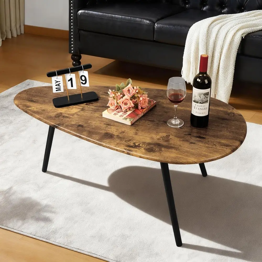 Small Century Coffee Tables Rustic Oval Coffee Tables Retro Accent Sofa Center Tables Living Room Easy Assembly 22 D x 43 W x 18