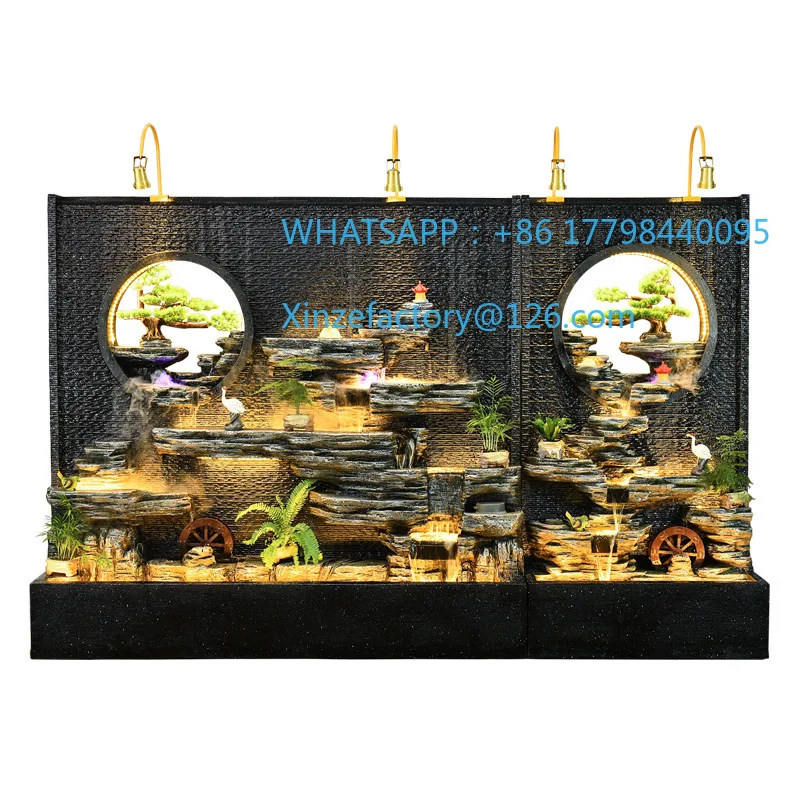 

Customizable large rockery water fountain water curtain wall screen villa hotel
