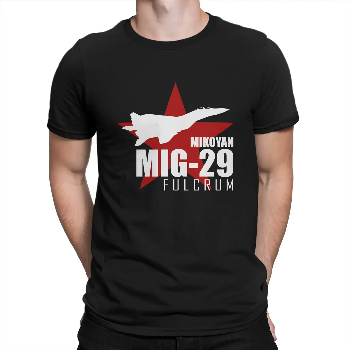 Mig-29 Star Fulcrum Men T Shirts Mikoyan Fighter Novelty Tees Short Sleeve Crewneck T-Shirts Cotton Printed Clothes