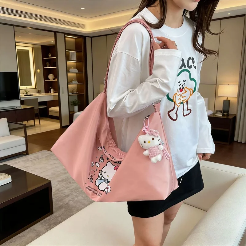 

cartoon Hello Kitty cartoon large capacity canvas tote bag kawaii portable travel storage bag cute shoulder bag gift for friends