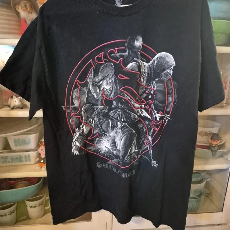 

Mortal Kombat X Shirt Size L Large Black Video Game Graphic Print Tee Nerd Retro