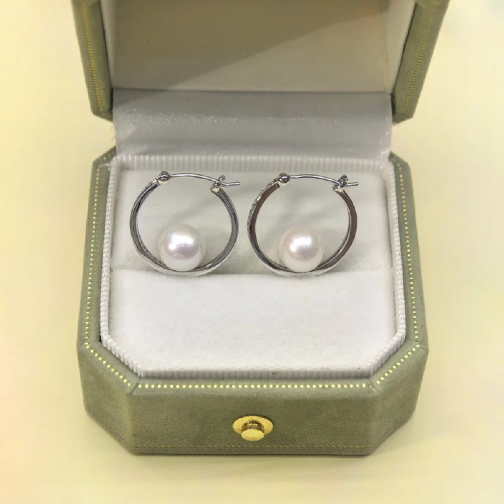 

Новый продукт/серьги с жемчугом AAAA8-9 мм Серьги премиум-класса с натуральным жемчугом 925s