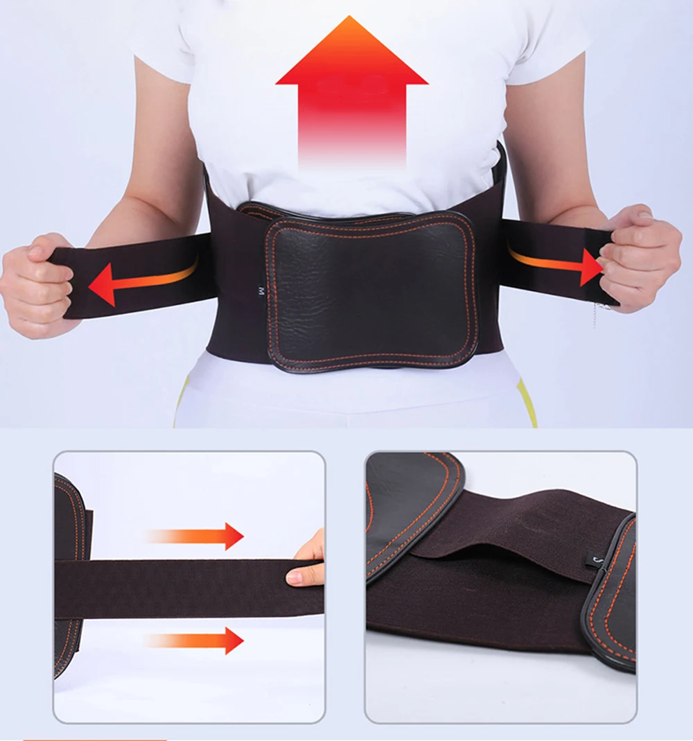 腰痛緩和用の革腰部サポートベルト,整形外科用ショルダーストラップ,調節可能なウエストバンド,アロイまたは切断ディスク