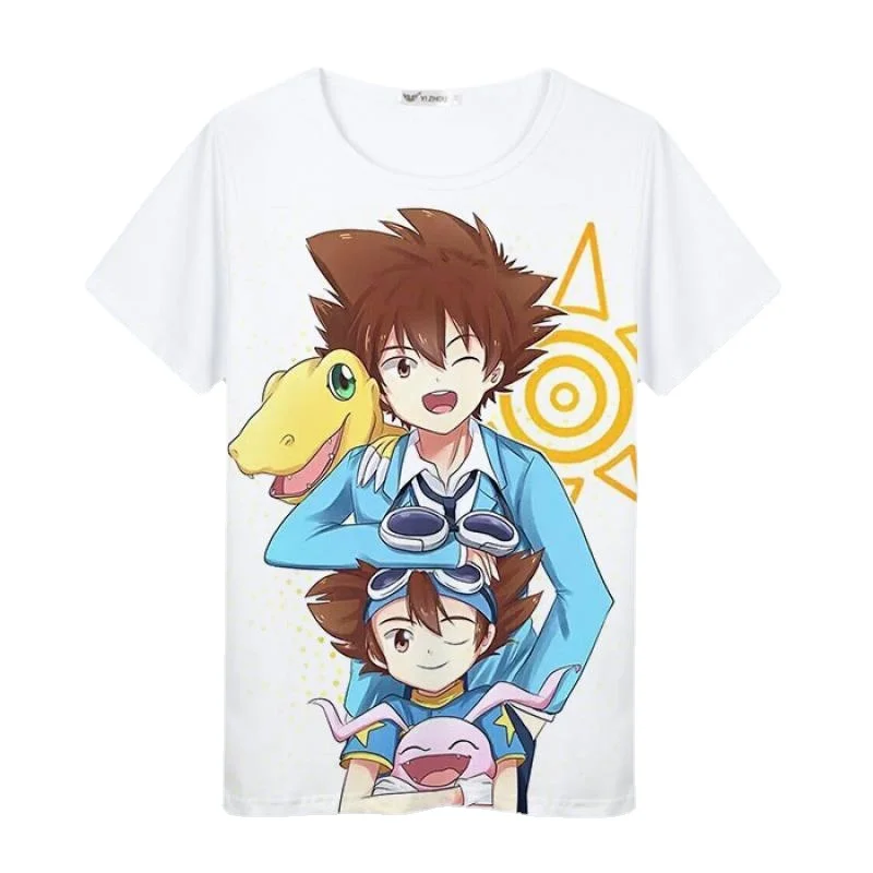 Digimon Adventure anime peripheral T-shirt Yagumon Gabumon nostalgic short-sleeved creative versatile comfortable men and women