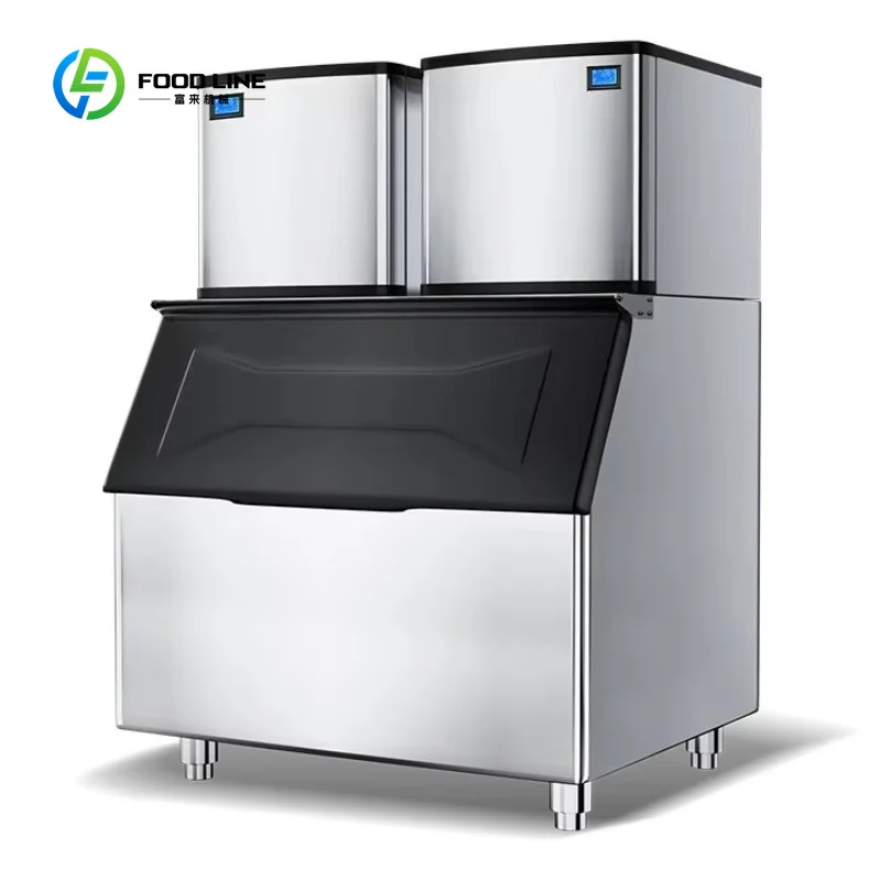 Customized 900kg Commercial Ice Cube Making Machine Automatic Touch Screen Control Air Cooling Engine Motor Easy Operate Storage
