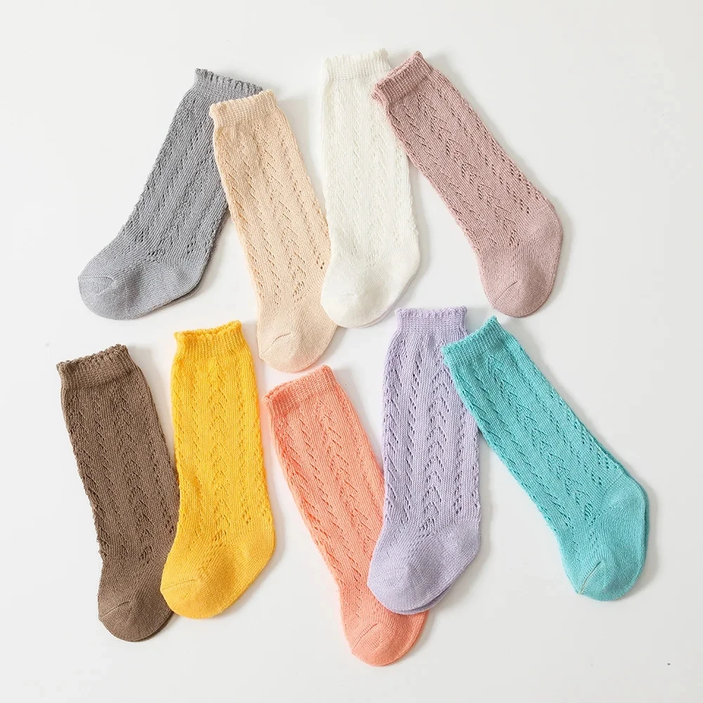 Fashion Girls Cotton Socks Knee High Breathable Children Long Socks Boys Hollow Out Soft Newborn Infant Baby Floor Socks 0-5Y