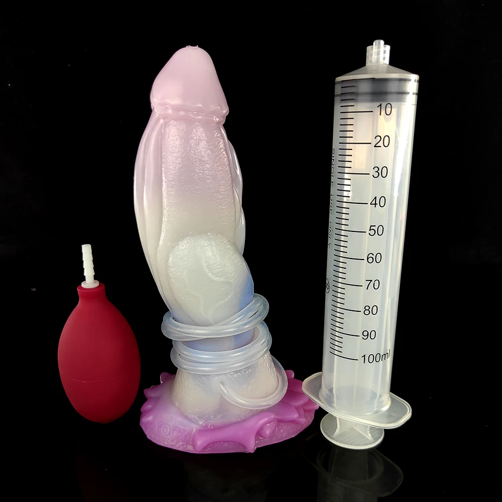 FAAK Knot Ejaculation Dildo With Suction Cup Spray Liquid Squirting Dragon Penis Silicone Large Anal Sex Toys For Women Men