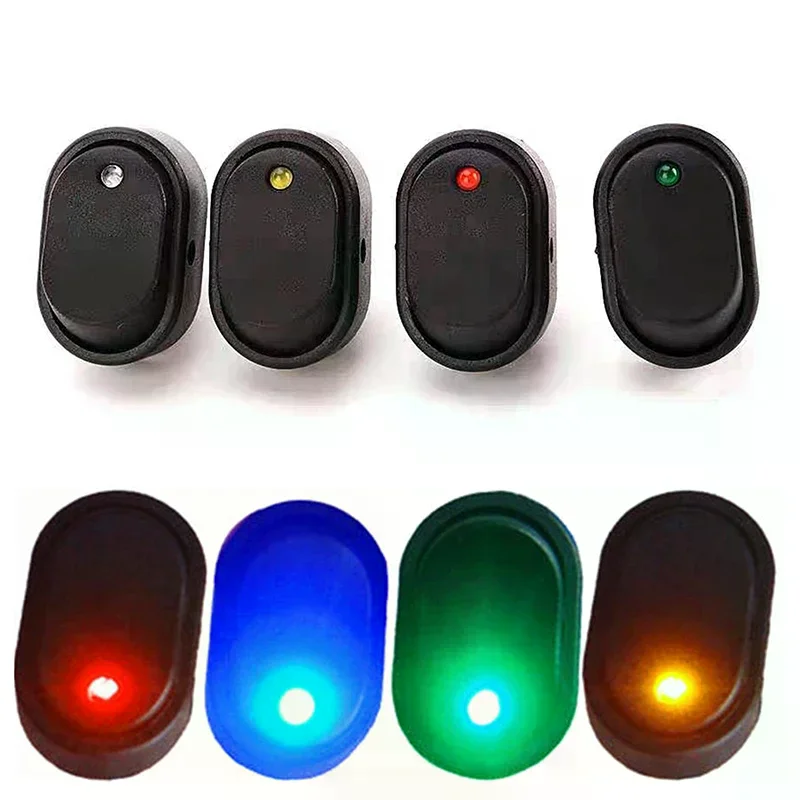 2Pcs 3 Pin LED Lighted On Off Switch Toggle Switch 12V 30A Oval Rocker Switch For Automative Car RV Marine Boat
