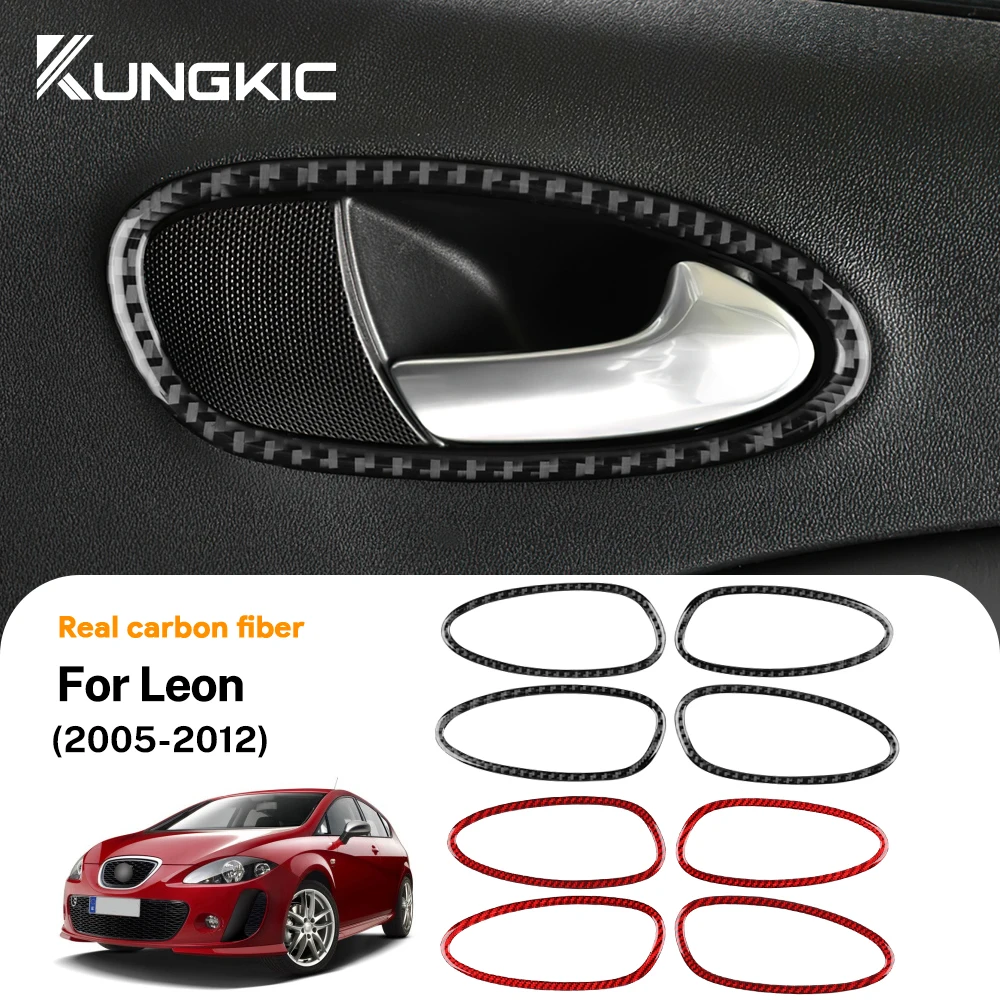Pegatina de fibra de carbono suave para coche, embellecedor de interruptor de manija de puerta, LHD, RHD, para Seat Leon Altea 2005, 2006, 2007, 2008, 2009, 2010, 2011, 2012