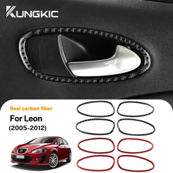 Real Soft Carbon Fiber Sticker For Seat Leon Altea 2005 2006 2007 2008 2009 2010 2011 2012 LHD RHD Car Door Handle Switch Trim