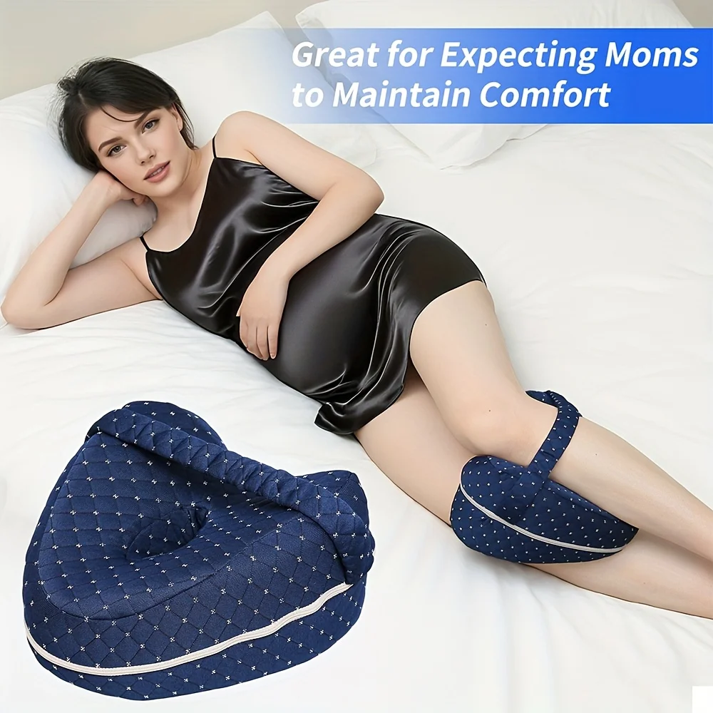 1pc Leg Pillow Ergonomic Side Sleeping Pillows Memory Foam Knee Pillow with Strap for Side Sleeper Leg Support Cushion