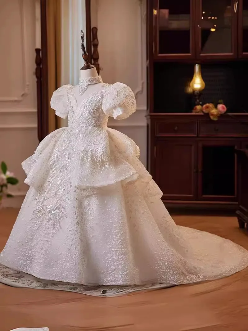 Vestido de princesa para niña de las flores, vestido de novia para niños, disfraz de actuación de piano