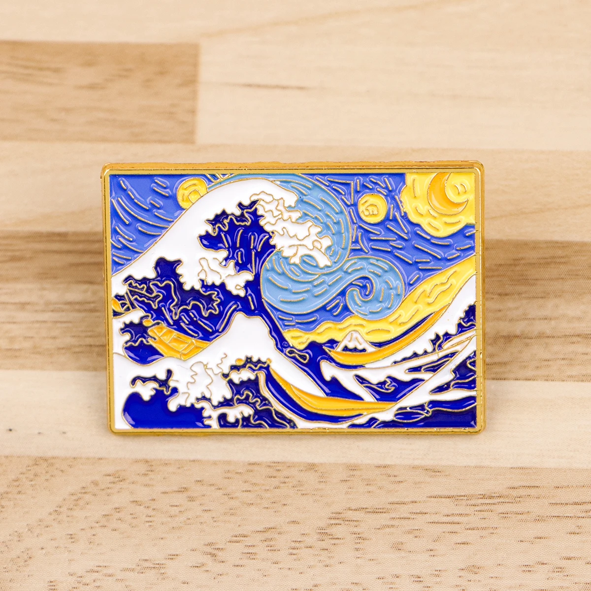 اليابانية موجة الفن المينا دبوس رومانسية اللوحة بروش التلبيب شارة بدبوس على ظهره الملابس والاكسسوارات الأزياء والمجوهرات المشجعين هدية