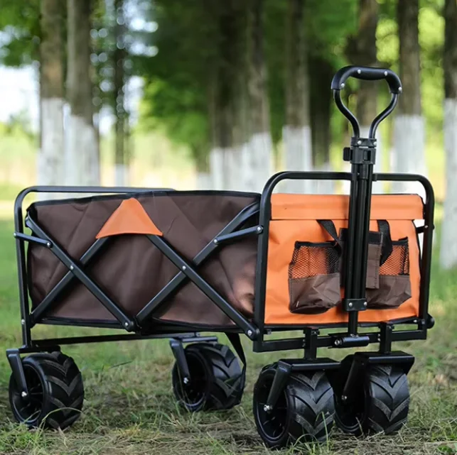 Heavy Duty Collapsible Wagon Carts With Removable Canopy For Beach Shopping Picnic Camping Sports view 3