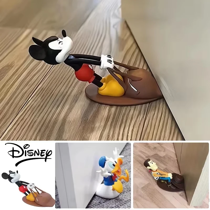 Disney Mickey Donald Duck Door Stopper Action Figures Toys Woody Anime Anti-Collision Doorstop Blockers Cartoon Home Decor Gifts