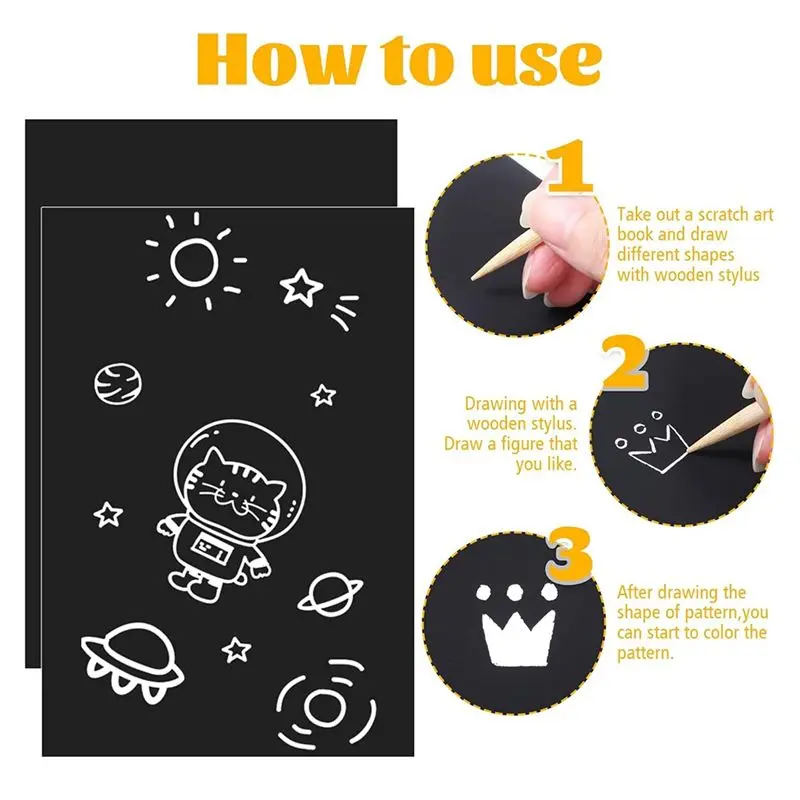 Best-50 Sheets Scratchart For Kids 4.9X7.3Inch Scratch Paper Art Set Scratch Art Painting With Art Tools DIY