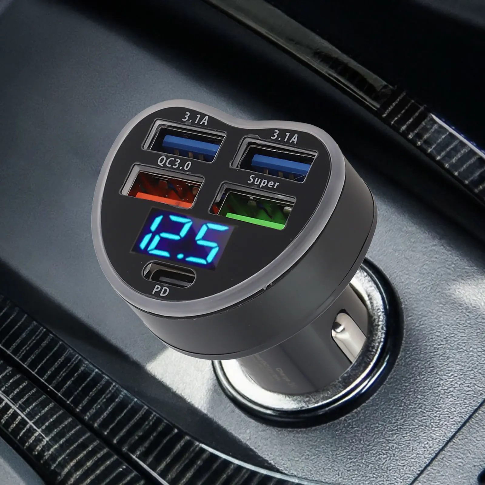 

Популярное автомобильное зарядное устройство, зарядное устройство 12-24 В, 5 USB, материал ABS + ПК, удобный для мобильного телефона, GPS-безопасность, автомобильная технология