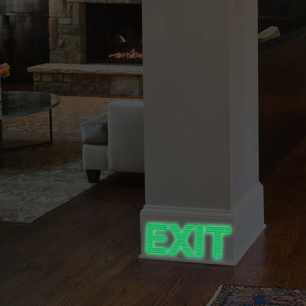 Glow in Dark Exit Sign Sticker Luminous Safety Wall Decal for Emergency Exit Direction Indicator Decoration Bar Retail Space