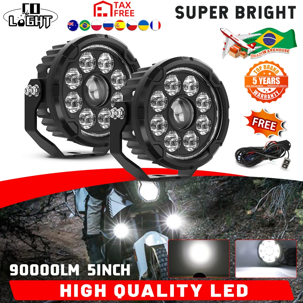 

CO LIGHT Motorcycle 5Inch Led Offroad Work Light Driving Light Auxiliary Light DRL for SUV ATV Truck Tractor Forklift 12V 24V