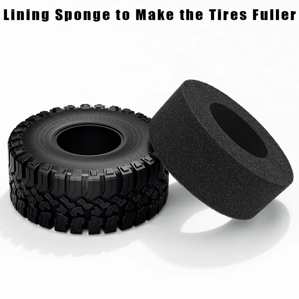 GLOBACT Pneus 1,9 pouces Pneus RC Pneus sur chenilles RC Pneus en caoutchouc 120 * 48 mm pour voiture sur chenilles 1/10 TRX4 TRX6 Axial SCX10 RC (4 pièces)